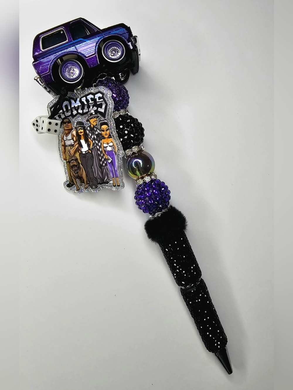 Hand Crafted Purple & Black Bling Lowrider Pen